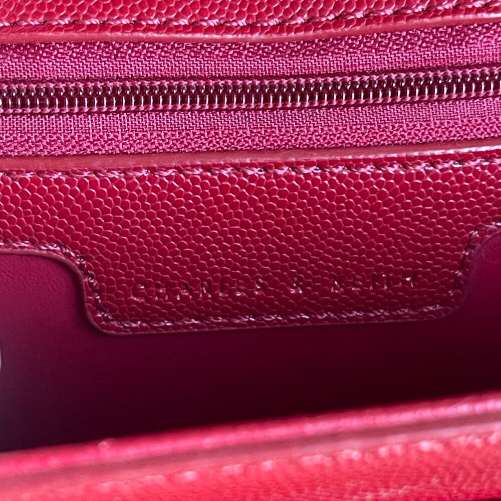 Charles & Keith Red Leather Shoulder Crossbody Bag Gold Chain Strap Push-Lock - Picture 11 of 11